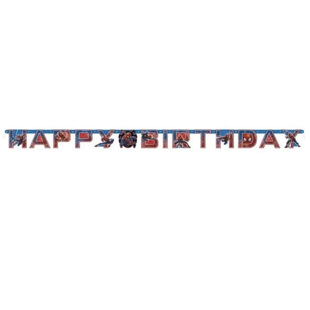 Marvel Spiderman Birthday Table Cover 54inX84in & 6.4FT Birthday Banner Set NEW